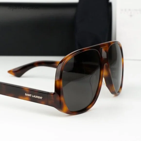 Saint Laurent Men Sunglasses Havana Black Square SL652/F SOLACE 002 BRAND NEW - Picture 3 of 13